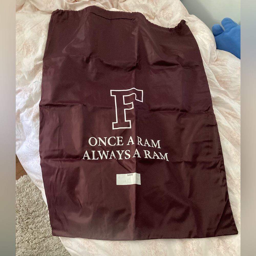 Fordham University drawstring nylon laundry bag, never used!